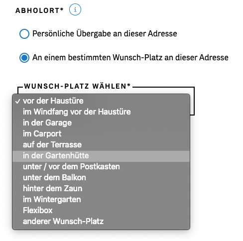 Post Abholservice: Screenshot zur Erklärung