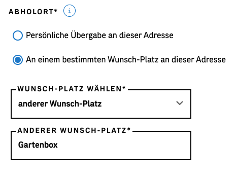 Post Abholservice: Screenshot zur Erklärung