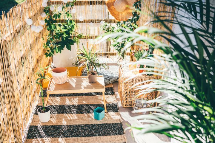 Sichtschutz Garten: Balkon mit Bambusmatte als Sichtschutz