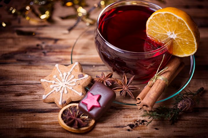 Weihnachtskarte Punsch Glühwein Holz